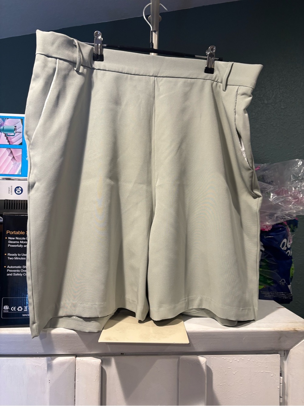 white birch Sage Green Elastic Waist Shorts